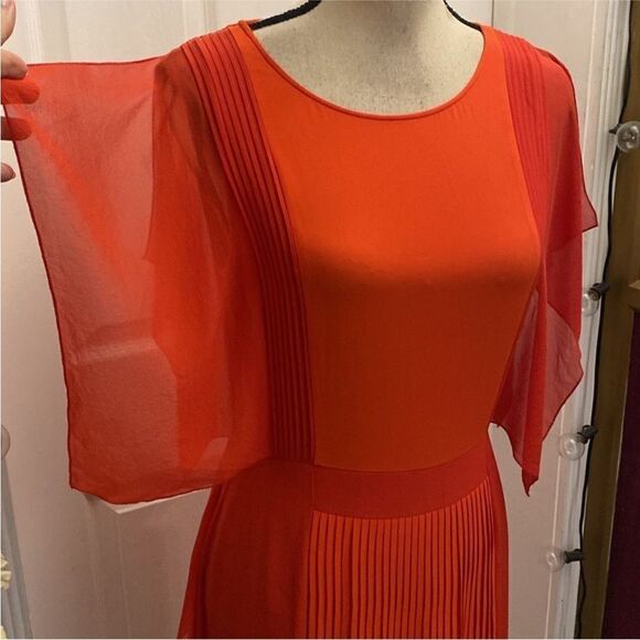 Bcbg Maxazria Runway Elegant Orange/red Chiffon Dress, S - Picture 3 of 10